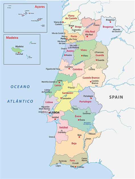 mapa de portugal com cidades